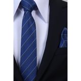 Esgue Hand Made 6 cm Slim Çizgili Desen A.Lacivert Mendilli İnce Kravat