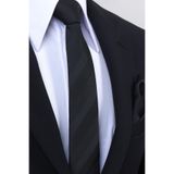Esgue Hand Made 6 cm Slim Çizgili Desen Siyah Renk Mendilli İnce Kravat