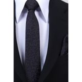 Esgue Hand Made 6 cm Slim Desenli Siyah Mor Renk Mendilli İnce Kravat