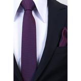 Esgue Hand Made 6 cm Slim Mini Desenli Bordo Mavi Renk Mendilli İnce Kravat