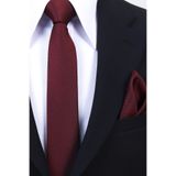 Esgue Hand Made 6 cm Slim Mini Desenli Bordo Siyah Renk Mendilli İnce Kravat