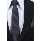 Esgue Hand Made 6 cm Slim Motif Desen Siyah Gri Renk Mendilli İnce Kravat