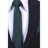 Esgue Hand Made 6 cm Slim Pötikare Desen Yeşil Renk Mendilli Ince Kravat - Standart - Karışık