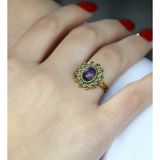 Esha Store Doğal Taş Ametist Doğal Taşlı Antik Ayarlanabilir Kadın Yüzük euy91amt