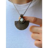 Esha Store Doğal Taş Aytaşı Doğal Taşlı Desenli Otantik Kadın Kolye 45 Cm Zincirli euk26ay