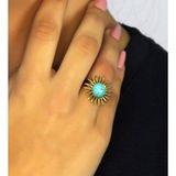Esha Store Doğal Taş Firuze Doğal Taşlı Güneş Model Kadın Ayarlanabillir Yüzük euy73f