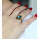 Esha Store Doğal Taş Labradorit Doğal Taşlı Antik Ayarlanabilir Kadın Yüzük euy91lbt
