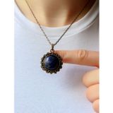 Esha Store Doğal Taş Lapis Doğal Taşlı Desenli Otantik Kadın Kolye 45 Cm Zincirli euk28lps