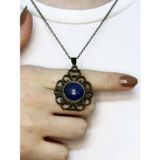 Esha Store Doğal Taş Lapis Doğal Taşlı Desenli Otantik Kadın Kolye 45 Cm Zincirli euk32lps