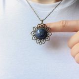 Esha Store Doğal Taş Lapis Doğal Taşlı Otantik Kadın Kolye 45 Cm Zincirli euk19lps2