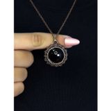 Esha Store Doğal Taş Oniks Doğal Taşlı Desenli Otantik Kadın Kolye 45 Cm Zincirli Bakır Rengi euk28o2