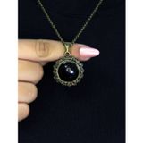 Esha Store Doğal Taş Oniks Doğal Taşlı Desenli Otantik Kadın Kolye 45 Cm Zincirli euk28o