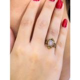 Esha Store Doğal Taş Pembe Kuvars Taşlı Antik Model Kadın Ayarlanabillir Yüzük euy78pk
