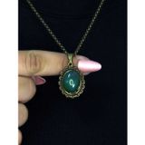 Esha Store Doğal Taş Yeşil Akik Doğal Taşlı Kadın Doğal Taş Otantik Kolye euk27ya