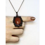 Esha Store Doğal Taş Yıldız Doğal Taşlı Çiçek Desenli Otantik Kadın Kolye 45 Cm Zincirli euk31y
