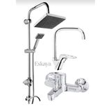 Eshome 3 Lü Set Yağmurlama Tepe Robotduş Seti - Banyo - Banyo Lavabo Musluğu Çeşmesi Krom