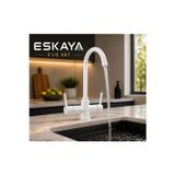 Eshome Baston Beyaz Mutfak Eviye Bataryası 3 Yollu Tek Akış Lüx Batarya Musluk