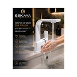 ESHOME Beyaz Kare Banyo Lavabo Bataryası Musluğu Beyaz Krom Lavabo Bataryası
