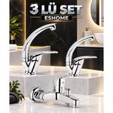 Eshome ESKAYA 3 LÜ Banyo Lavabo Mutfak eviye muslugu seti