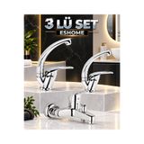 ESHOME ESKAYA 3 Lü Mutfak Lavabo Bataryası Musluk çeşme seti Mix banyo set Premium malzme