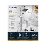 ESHOME ESKAYA 4 Lü Set Robot Duş Seti —3 yollu Arıtmalı Batarya —Kare lavabo bataryası— Kare Banyo Bataryası