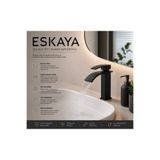 ESHOME ESKAYA Siyah Şelale Tip Lavabo Bataryası Kare Kısa Pirinç Gövde Tek Kollu Modern Banyo Musluğu