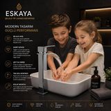Eshome Kare Çanak Lavabo Bataryası Krom – Yüksek Musluk Şelale Akışlı Kare Gövde Modern Uzun Banyo Musluğu
