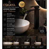 ESHOME Kare Çanak Lavabo Bataryası Mat Siyah – Yüksek Musluk Şelale Akışlı Kare Gövde Modern Uzun Banyo Musluğu