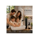 ESHOME Kare lavabo bataryası mat siyah-Şelale yüksek Uzun musluk şelale Akışlı modern uzun banyo musluğu çift su girişli çanak lavabo musluğu
