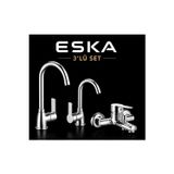 Eshome Krom Eviye Mutfak Lavabo —Banyo Bataryası 3 Lü Set