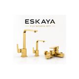 Eshome Lüx Gold Kare Mutfak Eviye -Lavabo -Banyo Bataryası 3 Lü Set