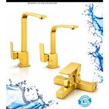 ESHOME Lüx Gold Kare Mutfak Eviye Lavabo Bataryası 3 Lü Set