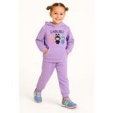 ESİLA KİDS Kız Çocuk Eşofman Takımı Labubu Takım Kapüşonlu Baskılı Sweatshirt ve Pantolon
