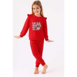 ESİLA KİDS Kız Çocuk Takım Pembe Labubu Baskılı Fırfırlı Sweatshirt ve Eşofman Altı Takım 5-8 yaş