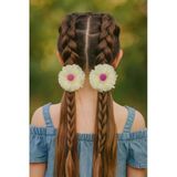 Esila Kids Kız Çocuk Toka Organze Tüllü Ponpon Detaylı Lastikli Saç Toka 2'Li Set