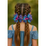 Esila Kids Kız Çocuk Toka Yıldız Desenli Renkli Fiyonk 2’Li Set Saç Aksesuarı