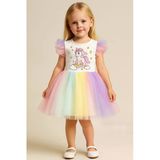 Esila Kids Kız Çocuk Unicorn Elbise Tüllü Elbise Rengarenk Doğum Günü Ve Parti Elbisesi 1-9 Yaş