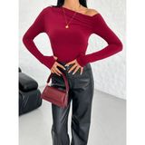 Esila Moda Kadın Bordo Kayık Yaka Bluz