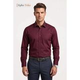 Eşiler Triko Erkek Bordo Mikrosaten Klasik Uzun Kollu Cepli Regular Fit Gömlek - 2XL