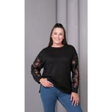 Esina Kadın Kristal Kumaş Sweatshirt Kolu Tül Detaylı