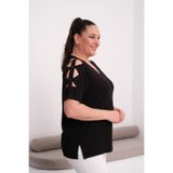Esina Kadın V Yaka Omuz Detaylı Viskon Bluz