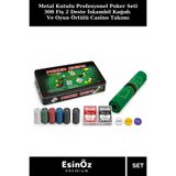 EsinÖz #Poker Metal Kutulu Profesyonel Poker Seti 300 Fiş 2 Deste İskambil Kağıdı Ve Oyun Örtülü Casino Takımı