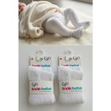 Esinti Fındık Bebe Yeni Doğan Pamuklu Bebek Külotlu Çorap 2 Çift Unisex Kız Bebek Külotlu Çorap - 0 - 6 Ay - Beyaz