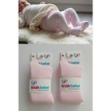 Esinti Fındık Bebe Yeni Doğan Pamuklu Bebek Külotlu Çorap 2 Çift Unisex Kız Bebek Külotlu Çorap - 0 - 6 Ay - Pembe