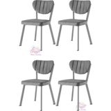 Esinti Metal Sandalye Renkli Ayak 4 Lü Set Cafe,Restaurant,Mutfak,Salon,Yemek Odası Sandalyesi Siyah