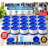 Eskaya 20'li Musluk Ucu Su Arıtma Filtre Kartuşu - Aktif Karbonlu Klor Kireç Tortu Önleyici Musluk Filtresi Yedek Filtre Beyaz