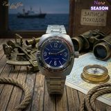 Eski Yeni Antik Vostok Amphibia 090659 1967 Otomatik Erkek Kol Saati – 200M Dalgıç, 2415.01 Mekanizma, Mavi Kadran