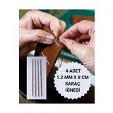 Eskişehir hobi sanat Küt Başlı Elde Mumlu Ip Dikiş Iğnesi, Saraç El Iğnesi, Deri Dikiş Iğnesi 1.2 Mmx8 Cm 5 Numara 4 Adet