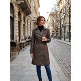 Eskişehir Mağazacılık 20031 Modailgi Yılan Derisi Desenli Trençkot - Kahve - 40