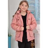 ESKİŞEHİR YUMURCAK Kız Çocuk Su Ve Rüzgar Geçirmez Astarlı Çıkarılabilir Kapüşonlu Mont Kaban Pembe 9-10 Yaş